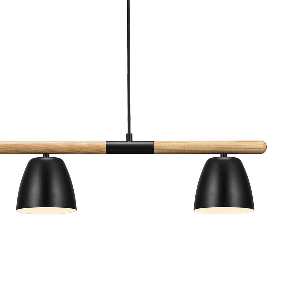 Theo 3 Light Linear Pendant in Natural Wood & Black