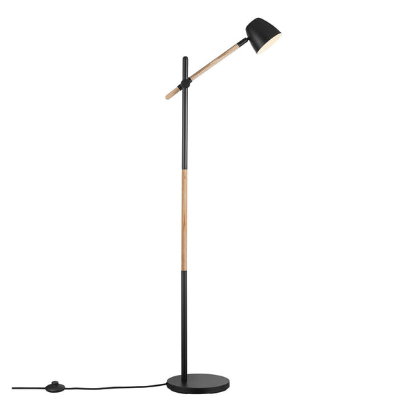 Theo Adjustable Floor Lamp Natural Wood & Black
