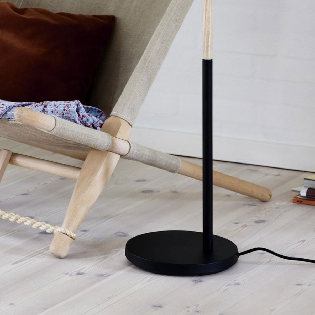 Theo Adjustable Floor Lamp Natural Wood & Black