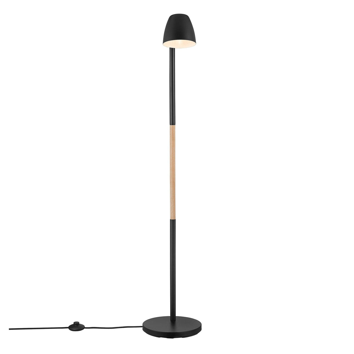 Theo Adjustable Floor Lamp Natural Wood & Black