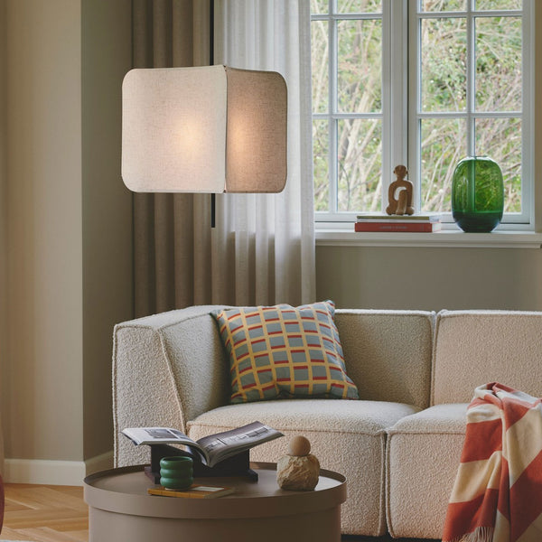 Tinto Pendant in Black With Triangular Fabric Shade