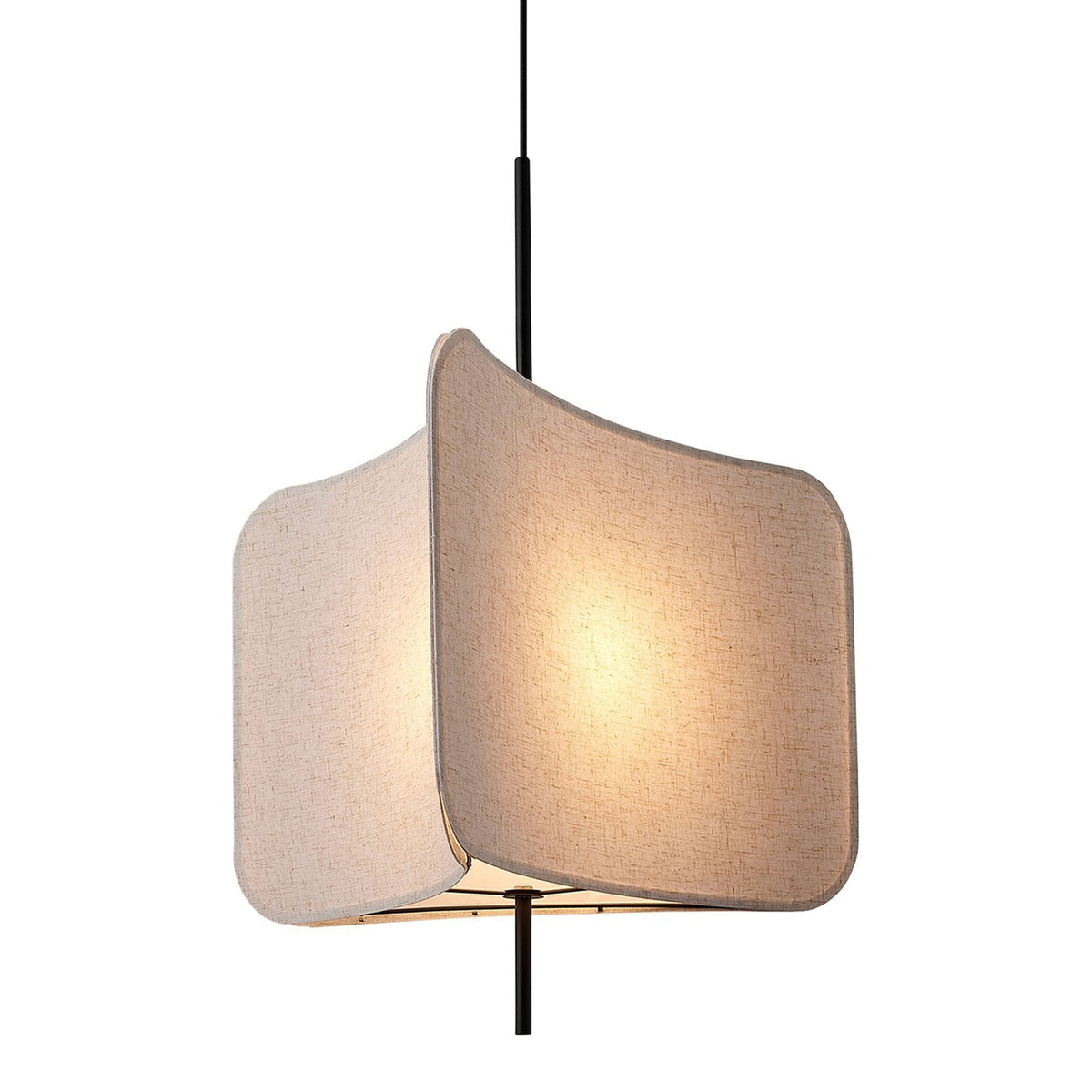 Tinto Pendant in Black With Triangular Fabric Shade