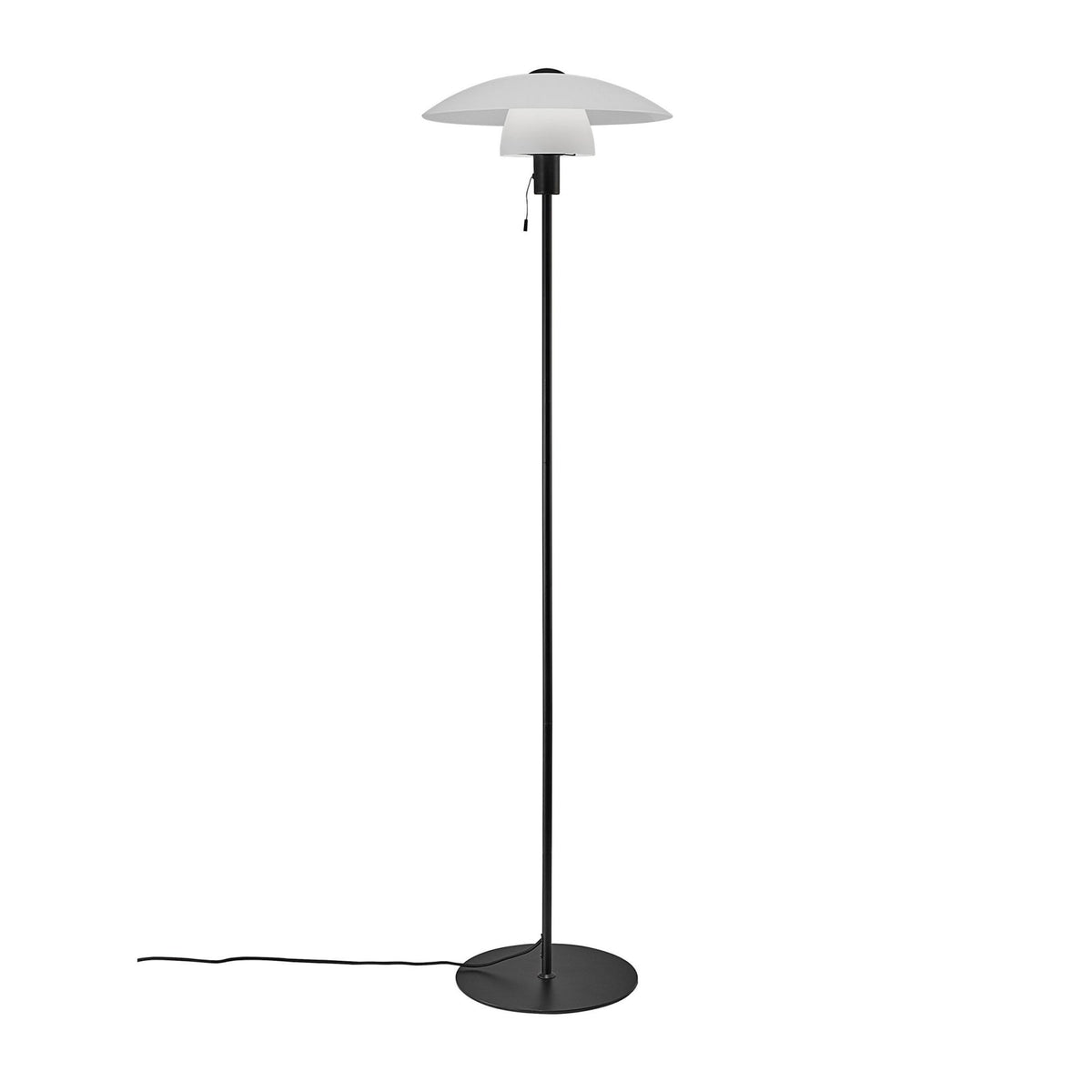 Verona Scandinavian Floor Lamp in Black with Opal Glass Shade
