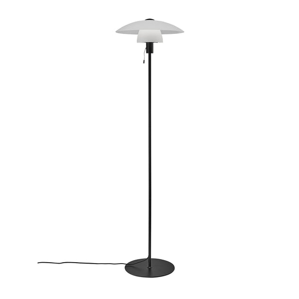 Verona Scandinavian Floor Lamp in Black with Opal Glass Shade