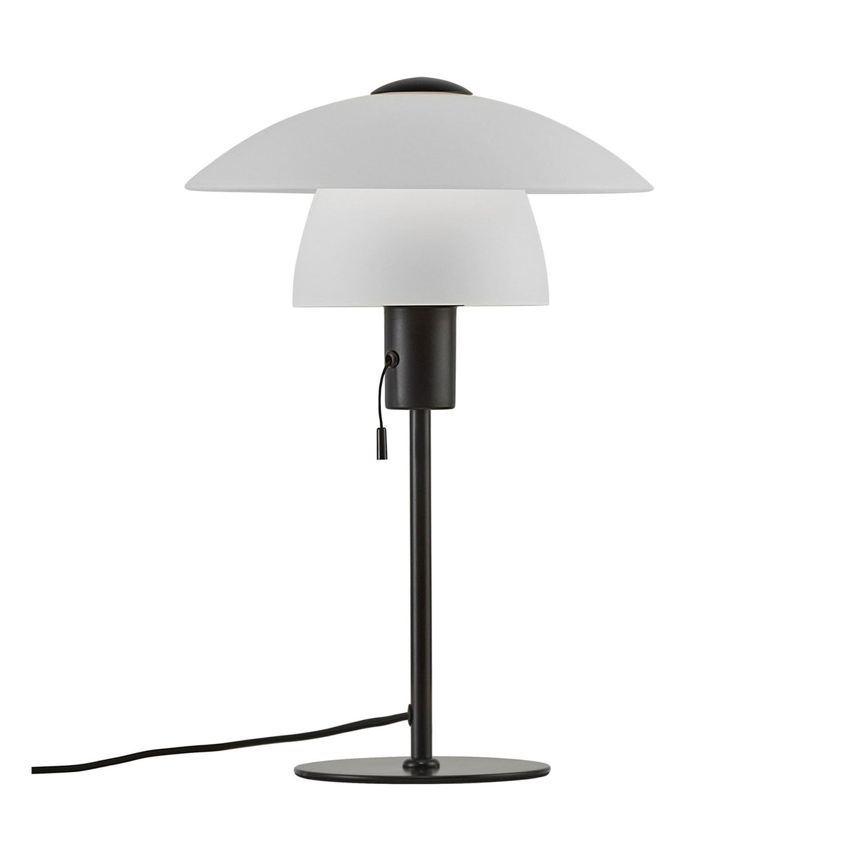 Verona Scandinavian Table Lamp in Black with Opal Glass Shade