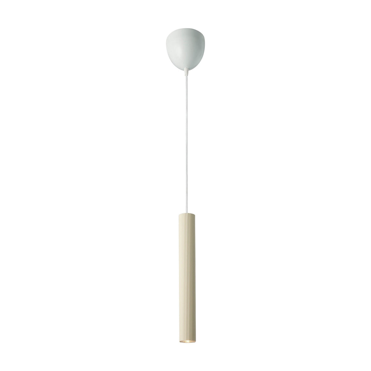 Vico Single Pendant in Beige with White Fabric Cable