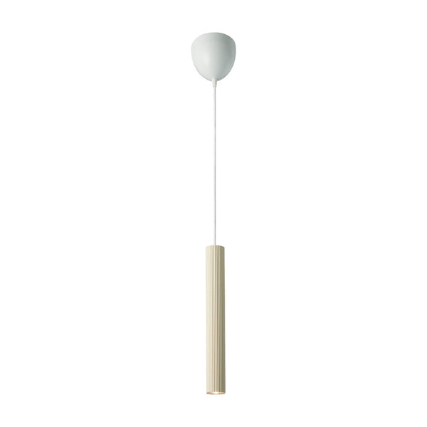 Vico Single Pendant in Beige with White Fabric Cable