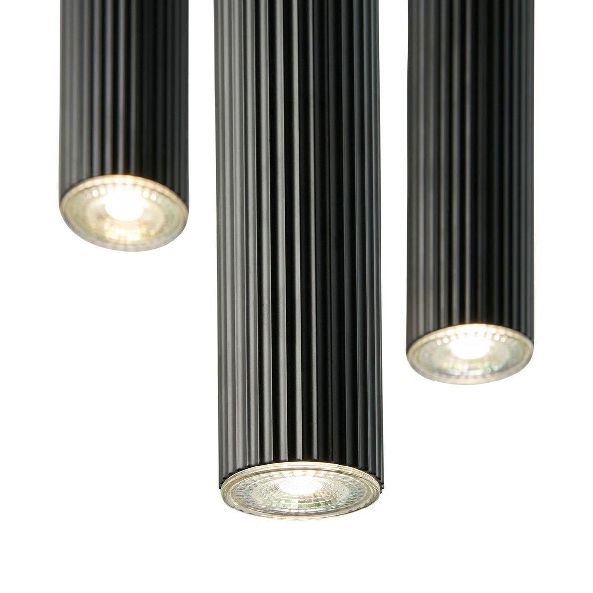 Vico 3 Light Cluster Pendant in Black with Black Fabric Cable