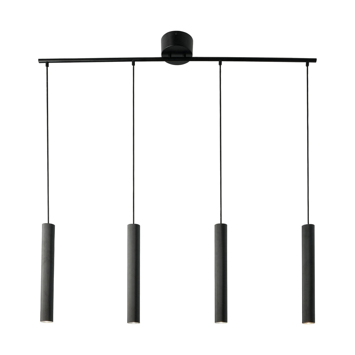 Vico 4 Light Linear Pendant in Black with Black Fabric Cable