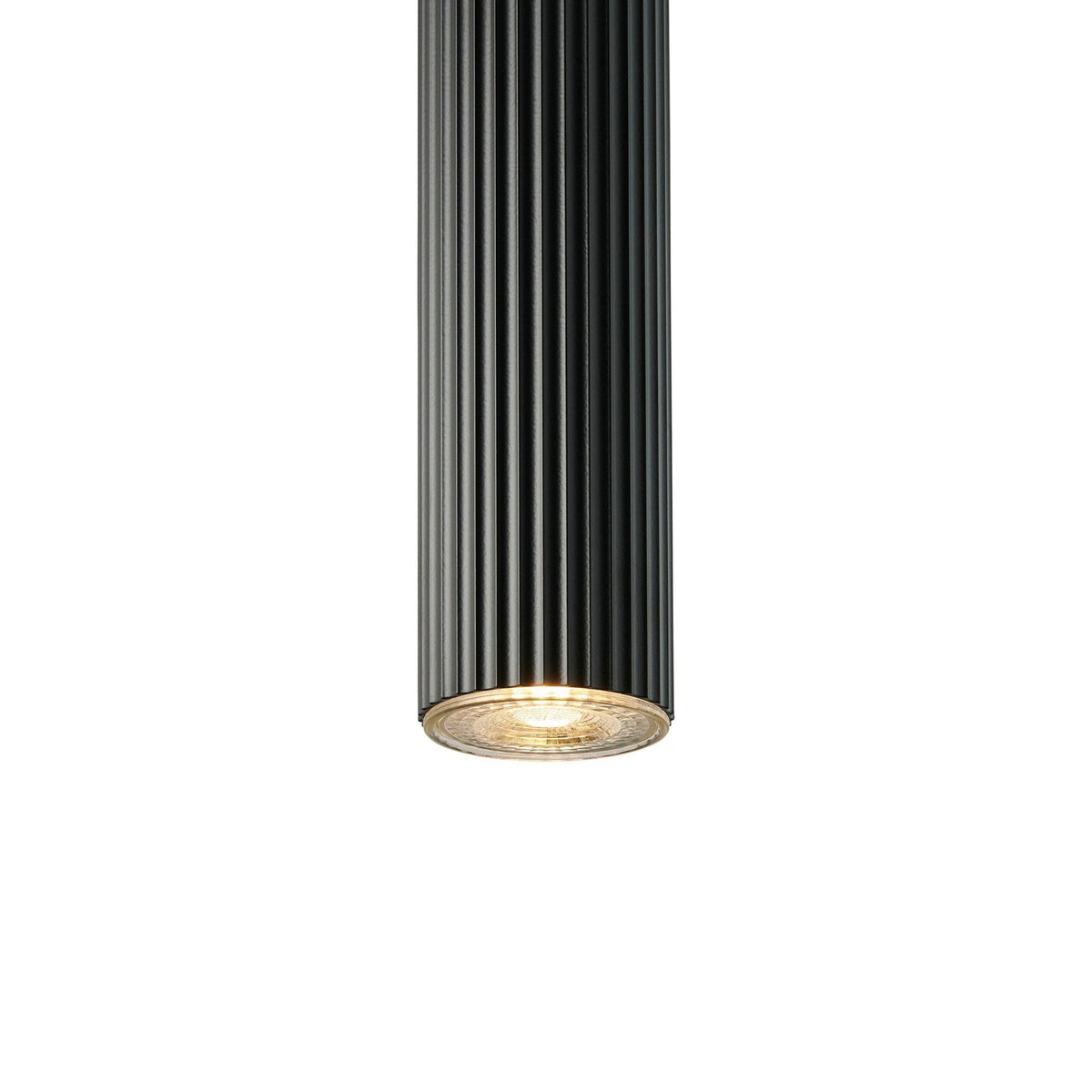 Vico 4 Light Linear Pendant in Black with Black Fabric Cable