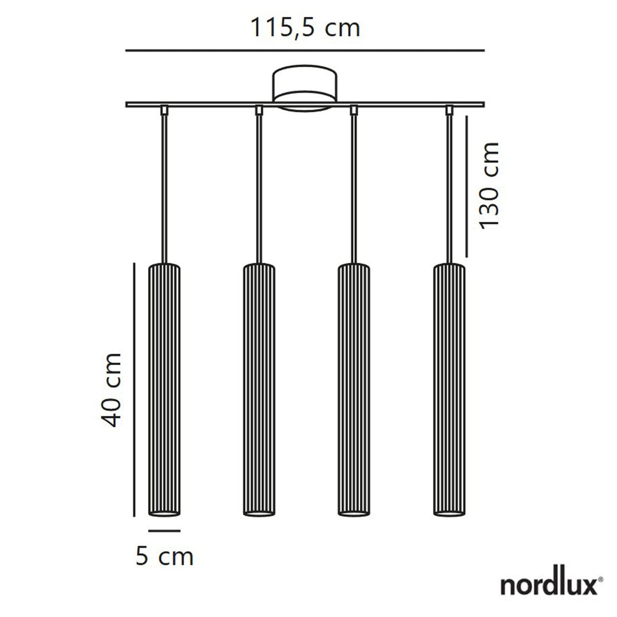 Vico 4 Light Linear Pendant in Black with Black Fabric Cable