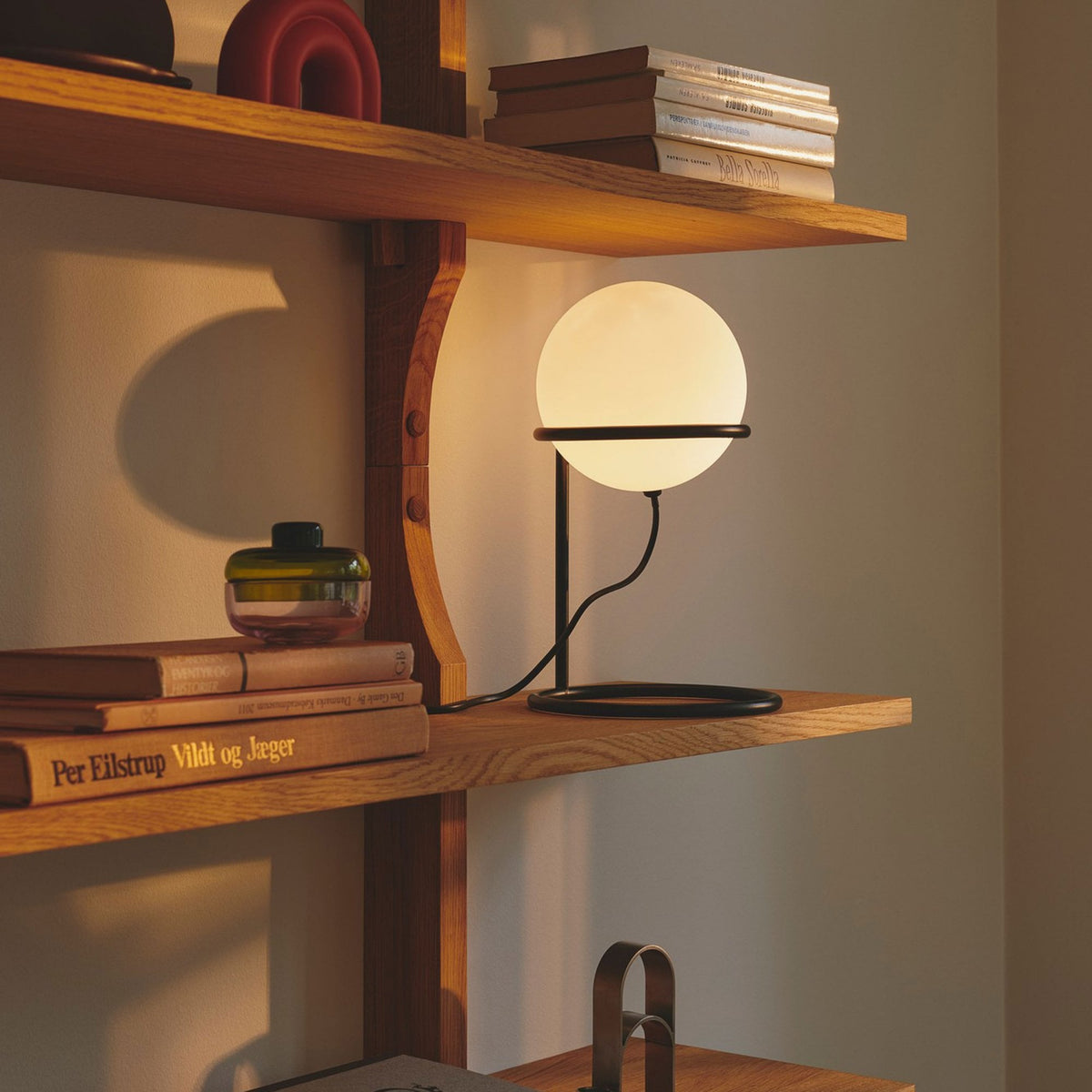 Wilson Table Lamp In Black with Opal Glass Shade