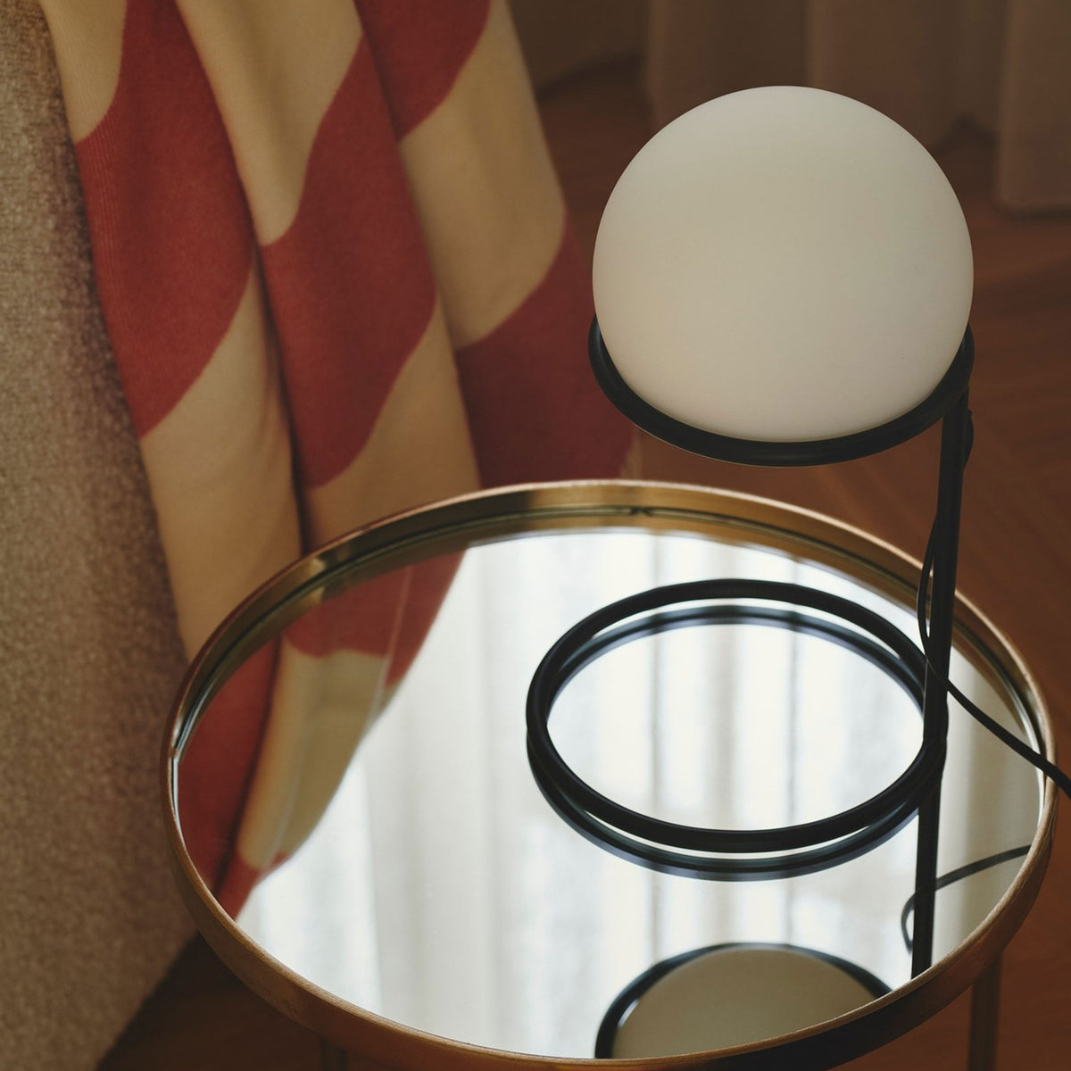 Wilson Table Lamp In Black with Opal Glass Shade