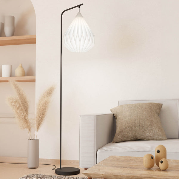 Minting Floor Lamp with White Folded Paper Lampshade