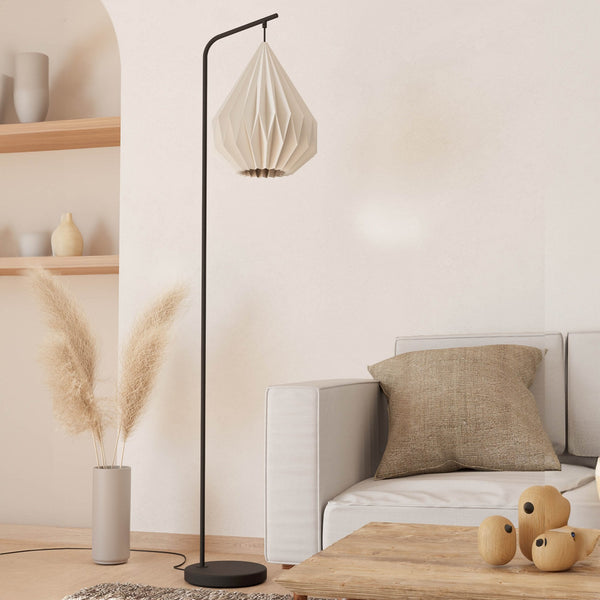 Minting Floor Lamp with White Folded Paper Lampshade
