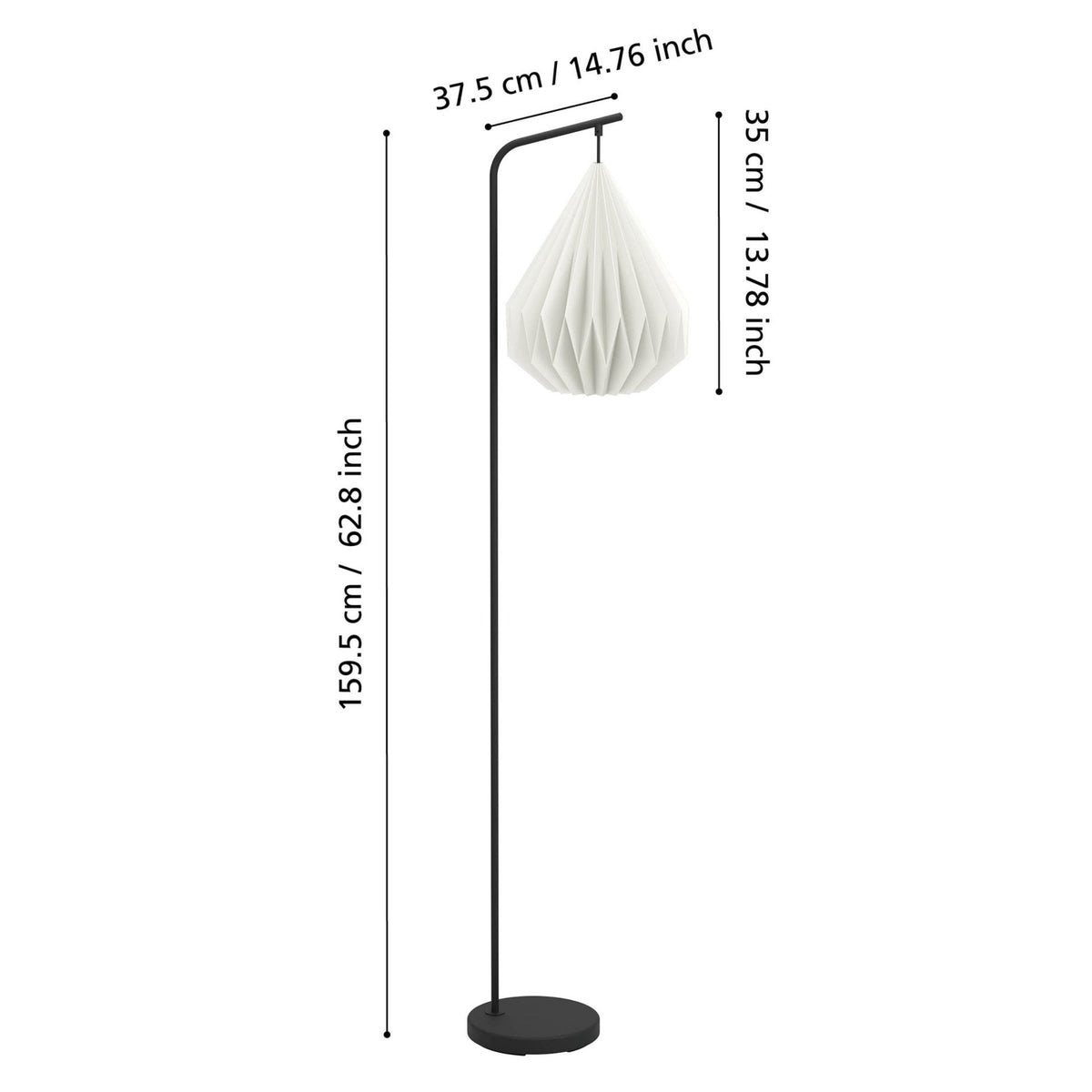 Minting Floor Lamp with White Folded Paper Lampshade