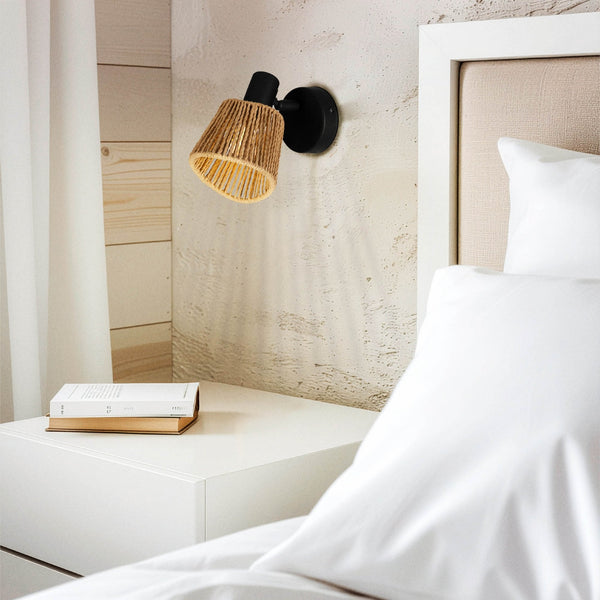 Keelby Natural Paper Rope Single Wall Light with Adjustable Head
