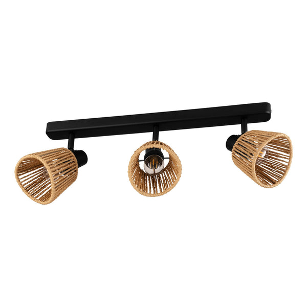 Keelby Natural Paper Rope Triple Head Ceiling Light with Adjustable Heads
