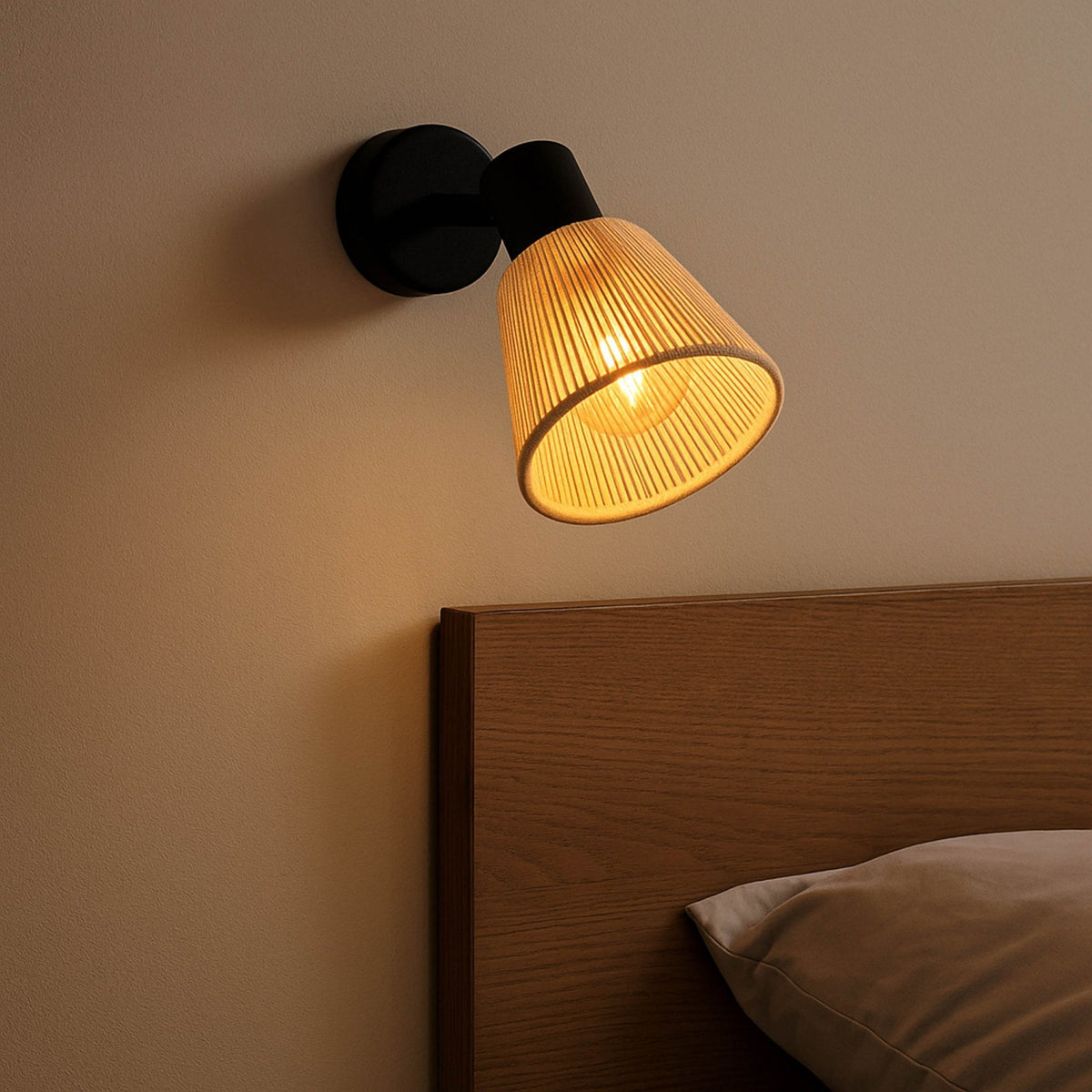 Seagard Single Wall and Ceiling Adjustable Spotlight with Cream Thread Shade