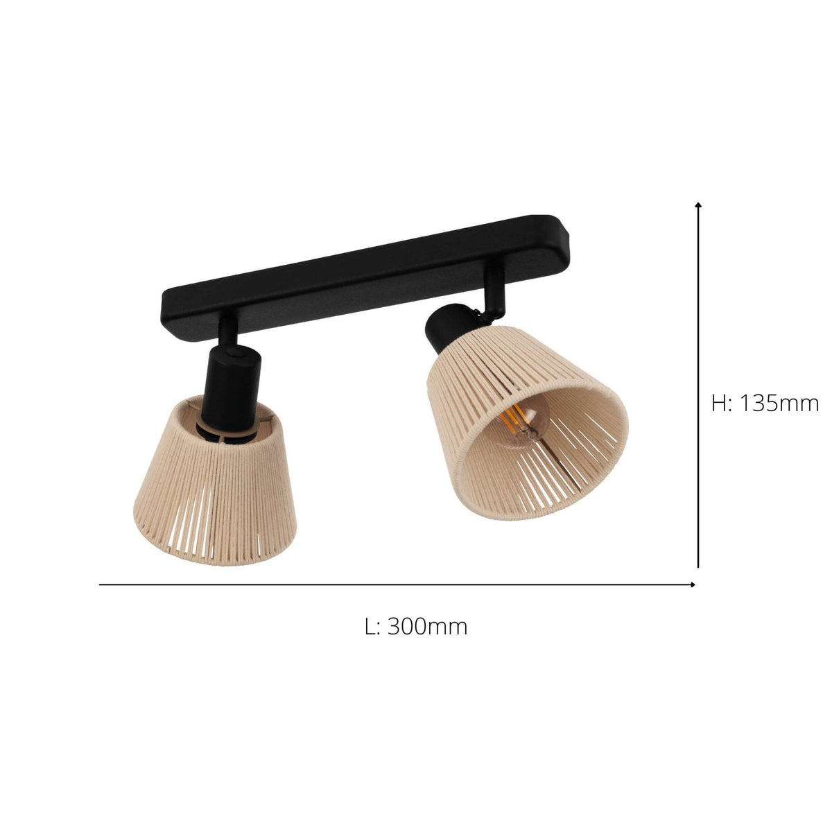 Seagard Twin Ceiling Adjustable Spotlight with Cream Thread Shades