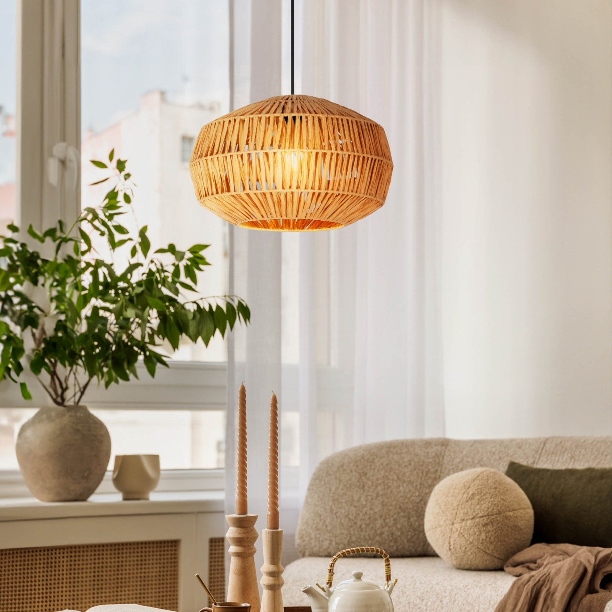 Eglo Sheldon Single Drop Pendant with Natural Rope Shade | Dusk Lights ...