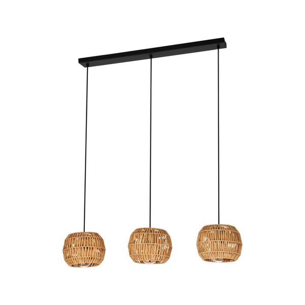 Sheldon Triple Drop Linear Pendant with Natural Rope Shades