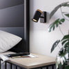 Consuma IP44 Single Spotlight in Black with Wood Detailing
