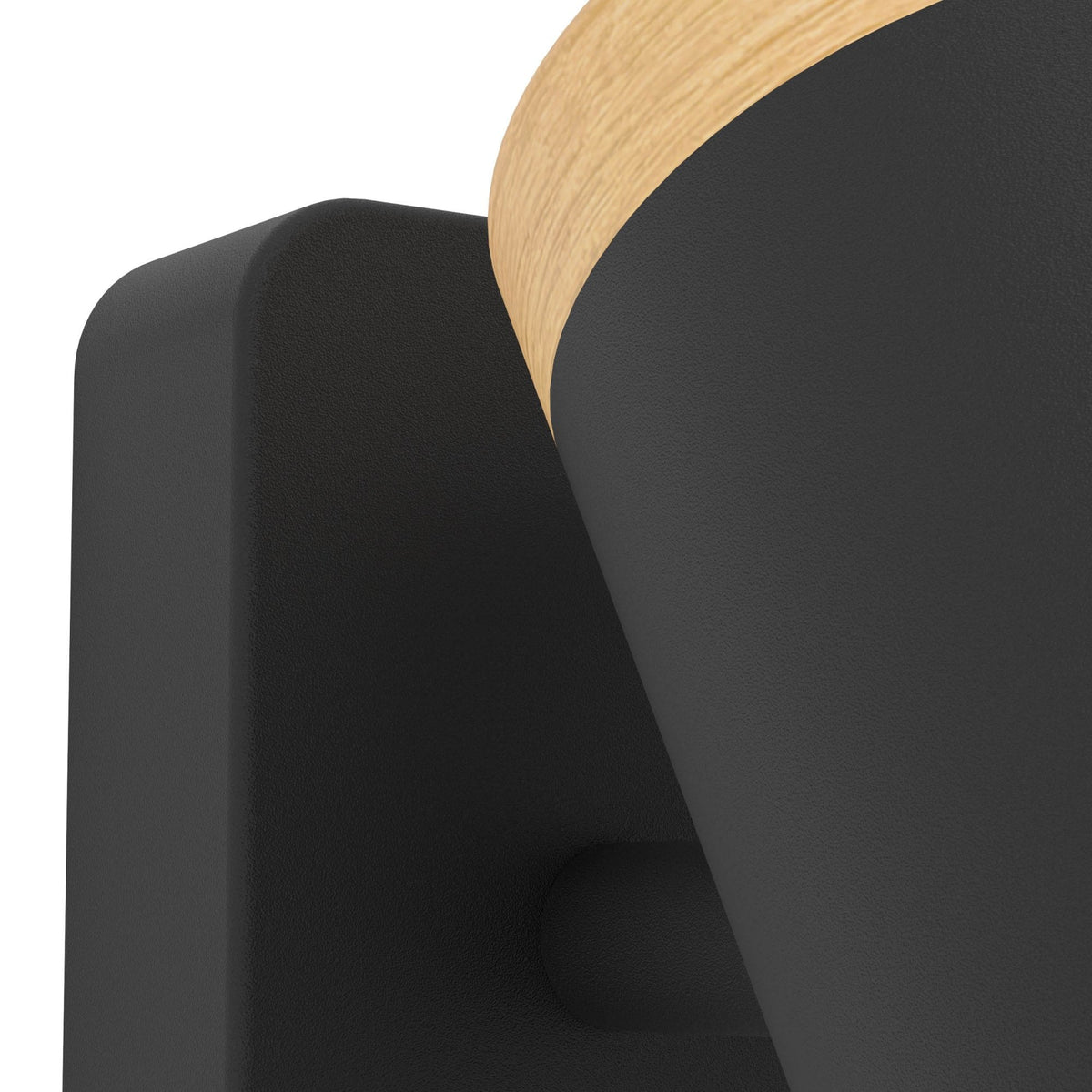 Consuma IP44 Single Spotlight in Black with Wood Detailing