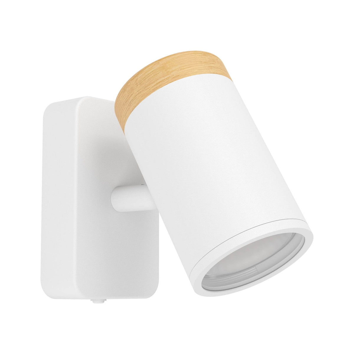 Consuma IP44 Single Spotlight in White with Wood Detailing