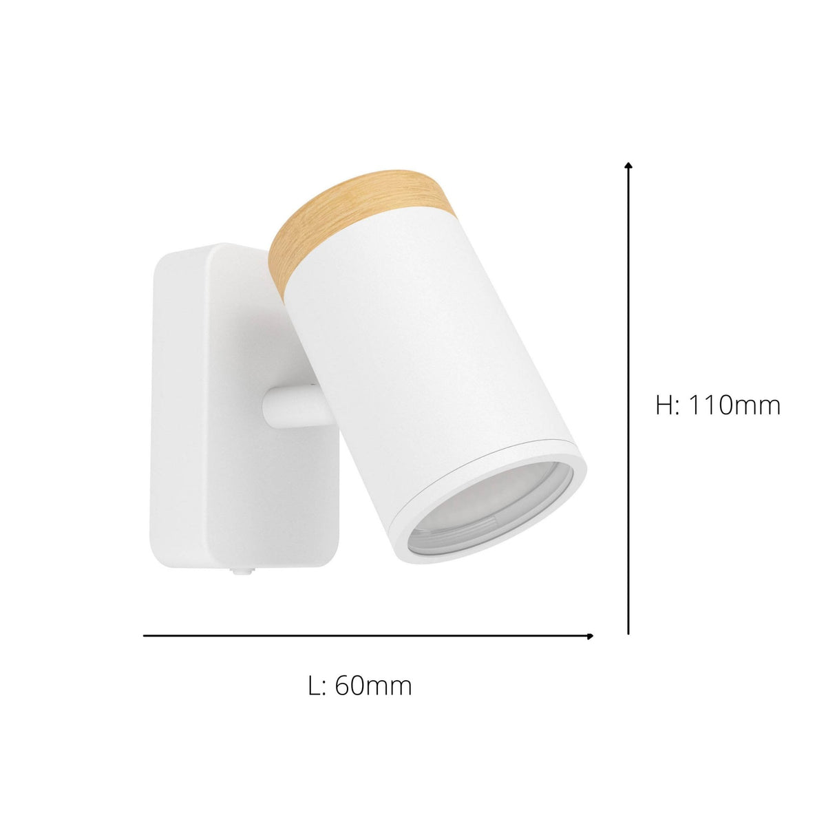 Consuma IP44 Single Spotlight in White with Wood Detailing