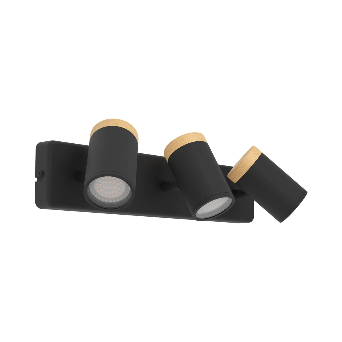Consuma IP44 Triple Linear Spotlight in Black with Wood Detailing