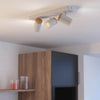 Consuma IP44 Triple Linear Spotlight in White with Wood Detailing