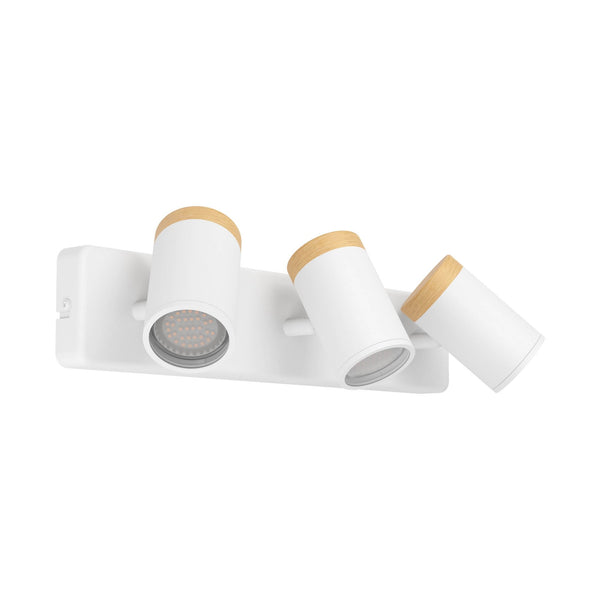 Consuma IP44 Triple Linear Spotlight in White with Wood Detailing