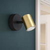 Consuma 1 IP44 Single Spotlight in Black and Brushed Brass