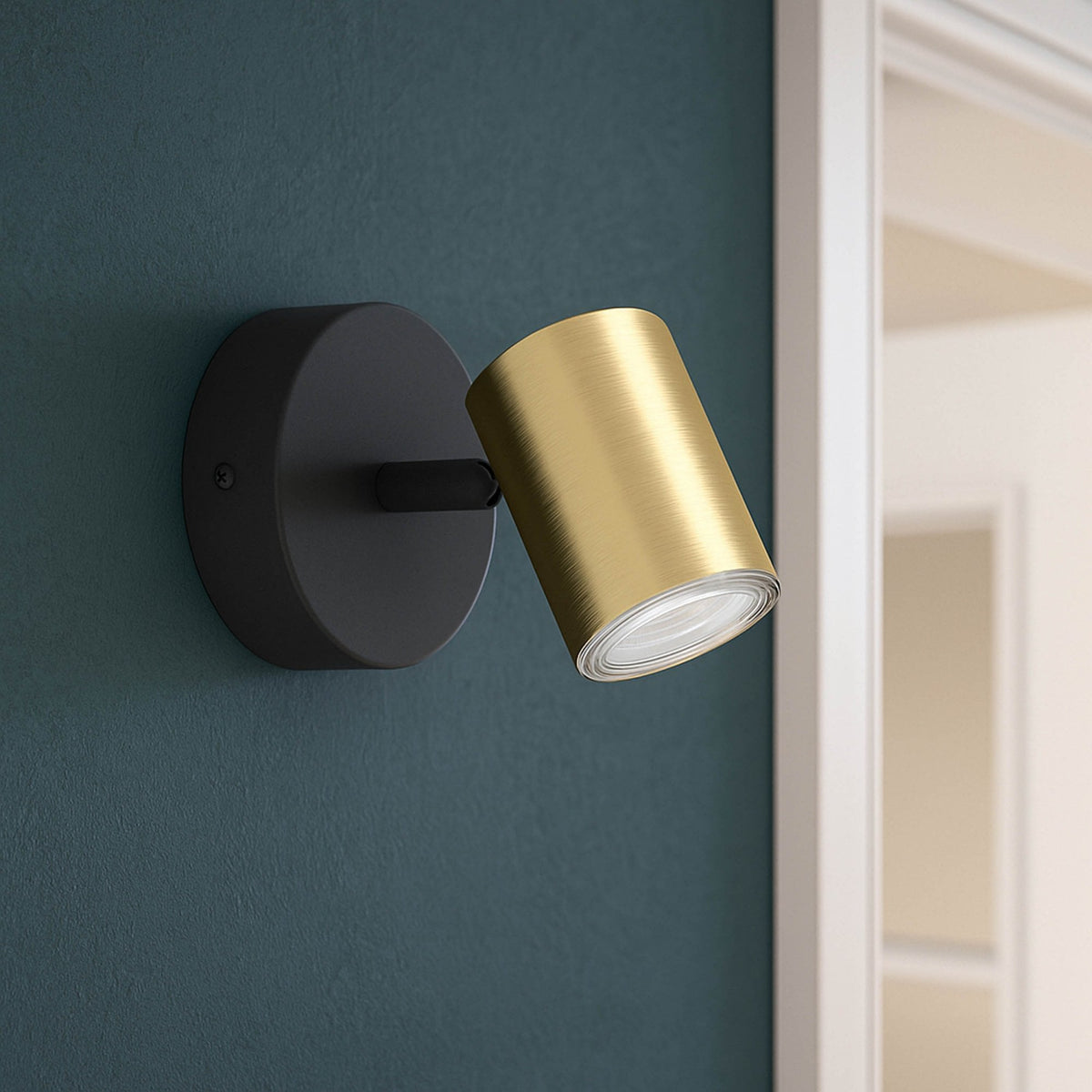 Consuma 1 IP44 Single Spotlight in Black and Brushed Brass