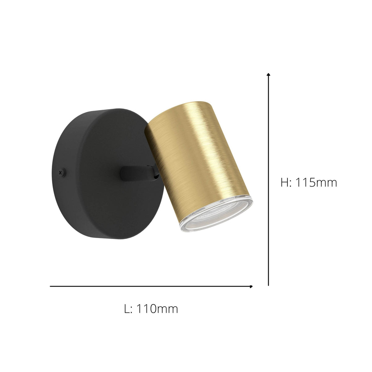 Consuma 1 IP44 Single Spotlight in Black and Brushed Brass