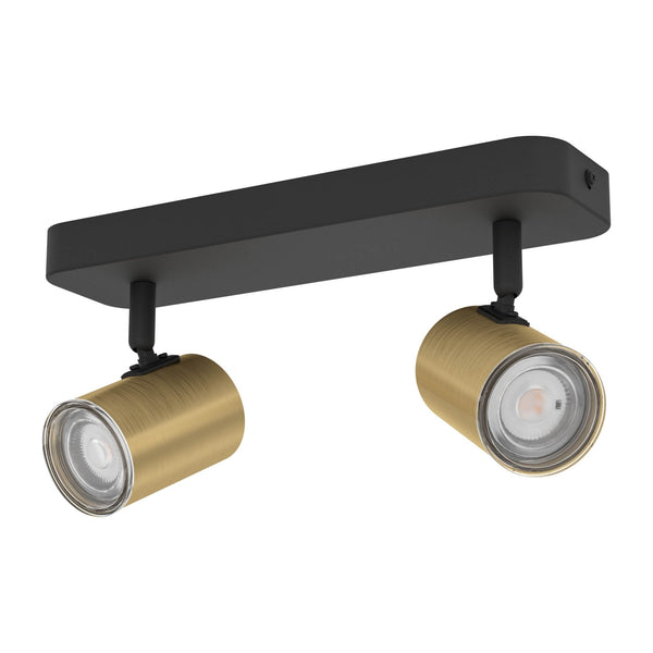 Consuma 1 IP44 Twin Head Linear Spotlight in Black and Brushed Brass