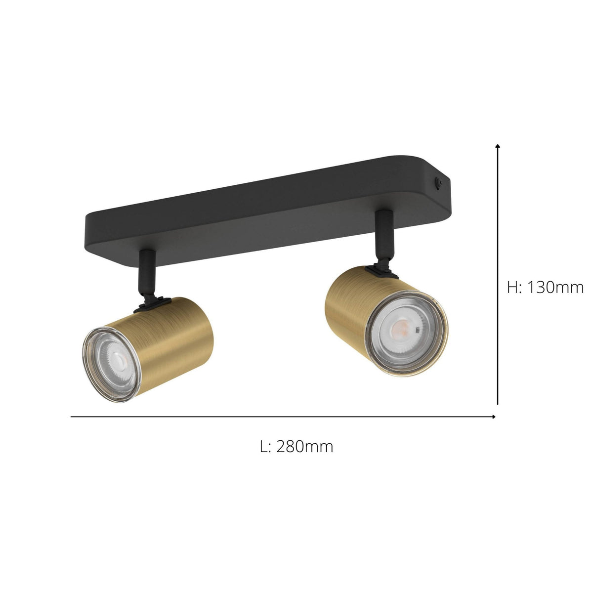 Consuma 1 IP44 Twin Head Linear Spotlight in Black and Brushed Brass