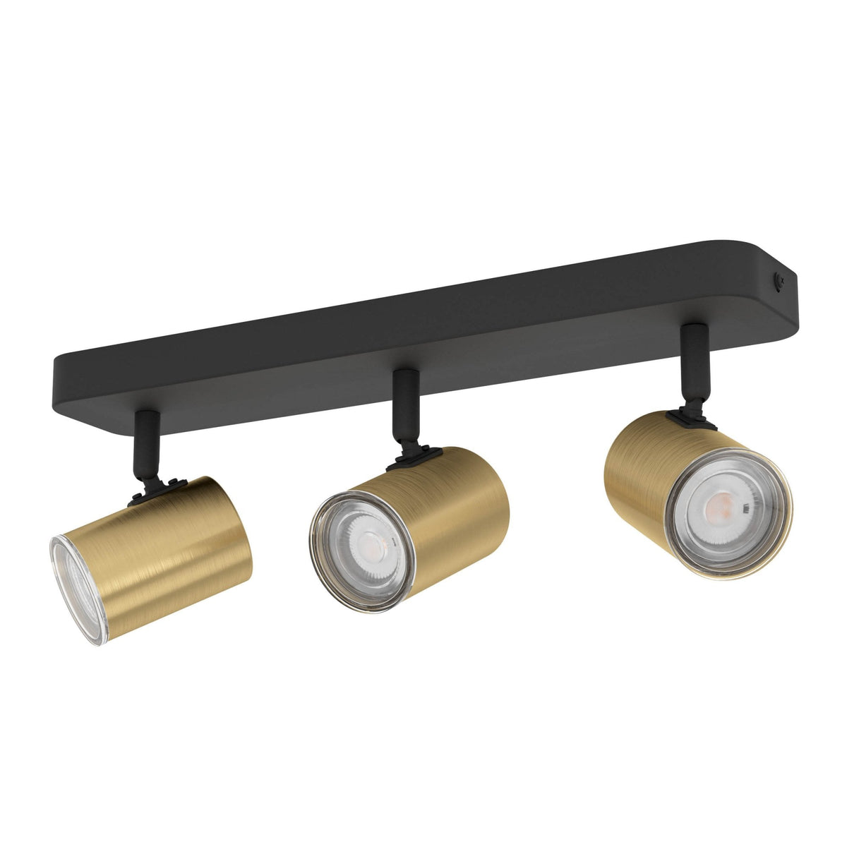 Consuma 1 IP44 Triple Head Linear Spotlight in Black and Brushed Brass