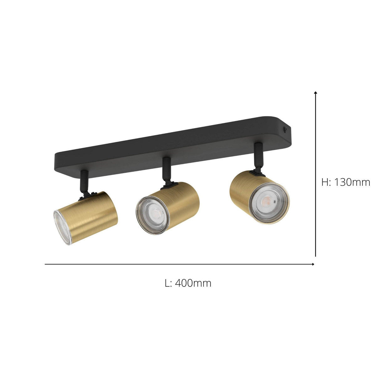 Consuma 1 IP44 Triple Head Linear Spotlight in Black and Brushed Brass