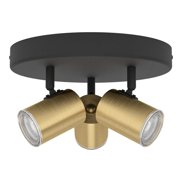 Consuma 1 IP44 Triple Head Round Spotlight in Black and Brushed Brass
