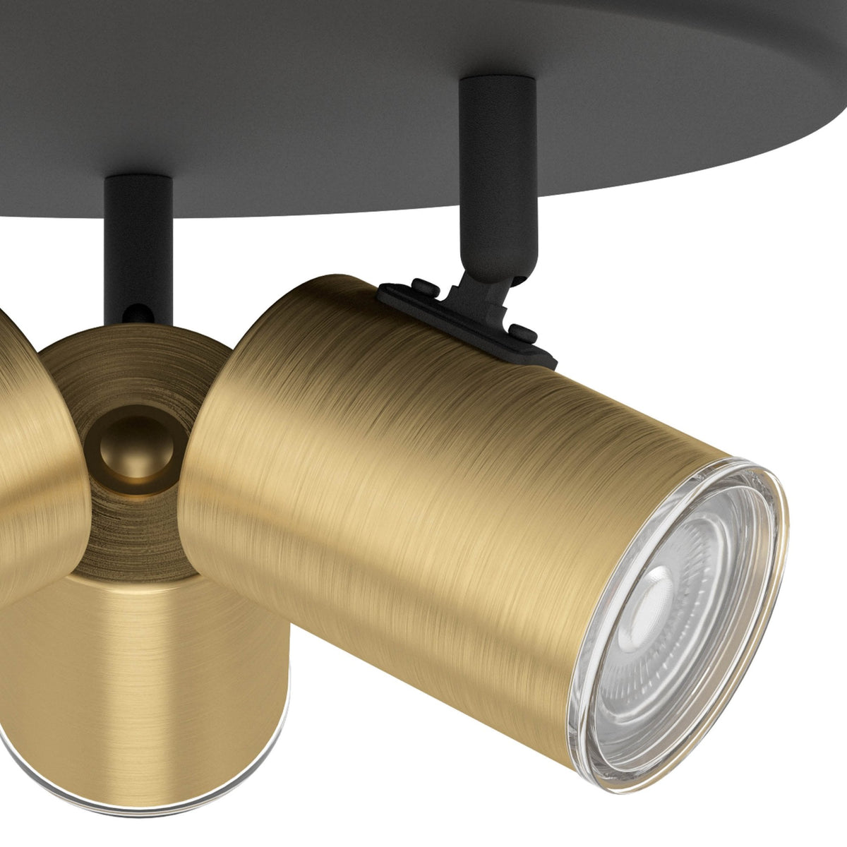 Consuma 1 IP44 Triple Head Round Spotlight in Black and Brushed Brass