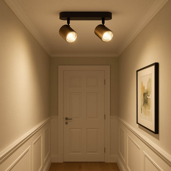 Consuma 1 IP44 Twin Head Linear Spotlight in Black and Bronze