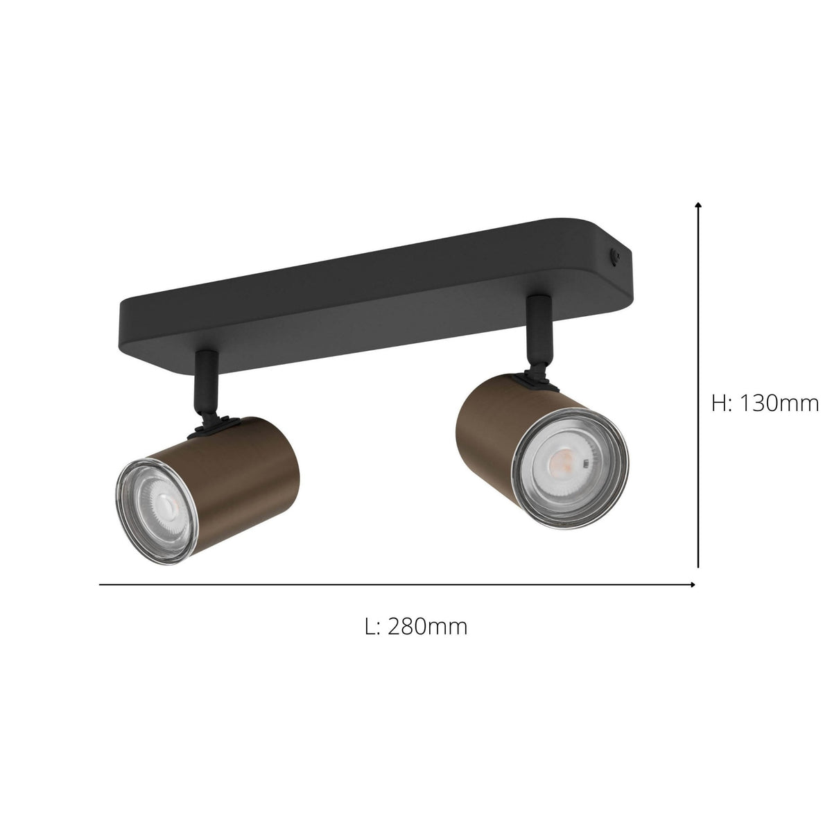 Consuma 1 IP44 Twin Head Linear Spotlight in Black and Bronze