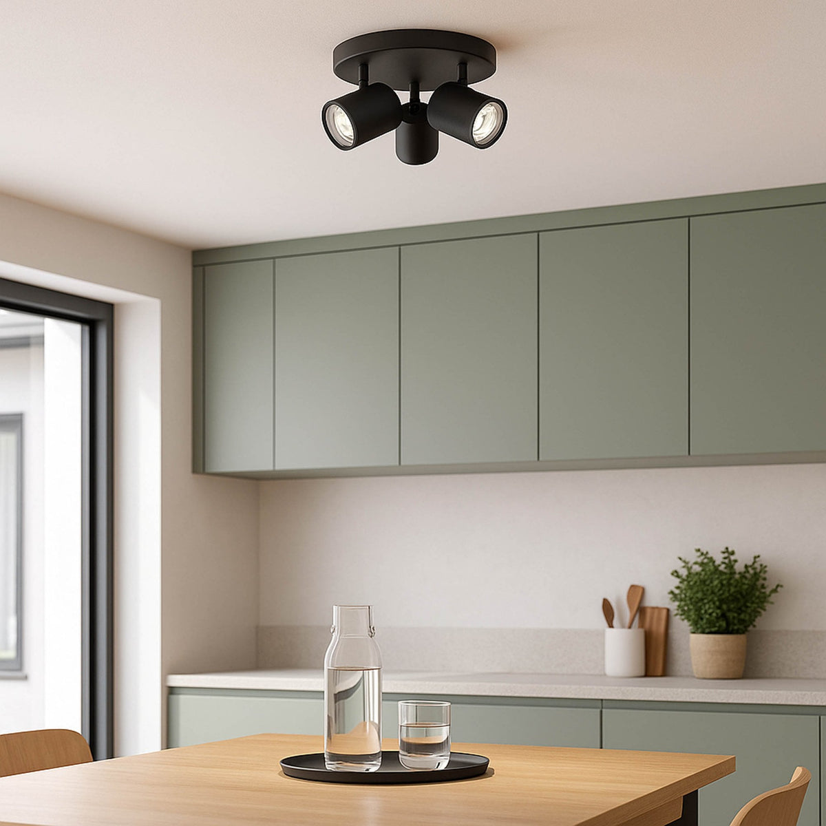 Consuma 1 IP44 Triple Head Round Spotlight in Black