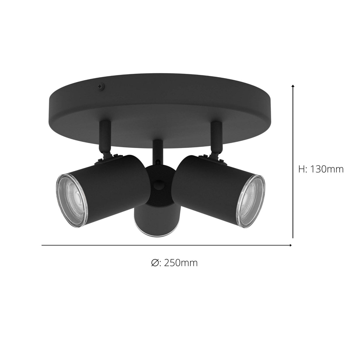 Consuma 1 IP44 Triple Head Round Spotlight in Black