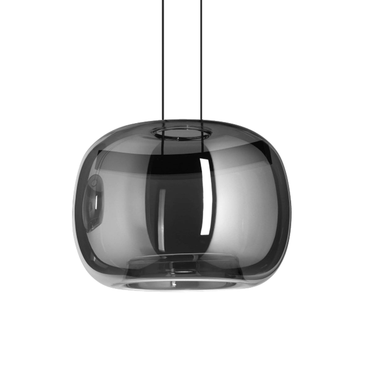 Hortunas Four Drop LED Linear Pendant Light in Black with Black Fumed Glass Shades