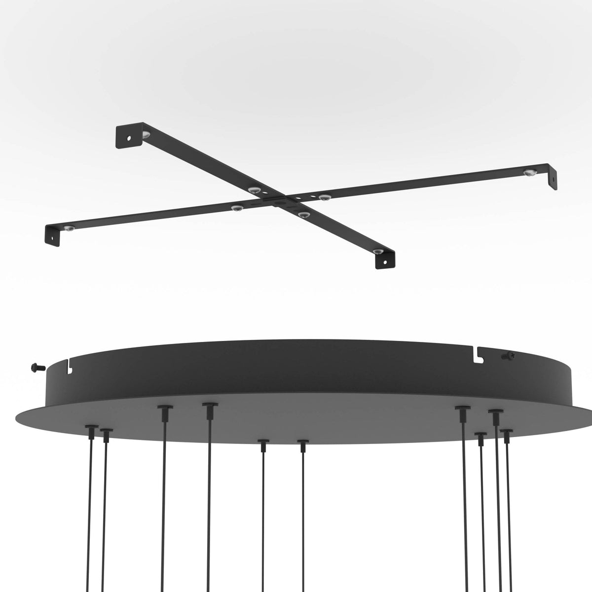 Hortunas Five Drop LED Cluster Pendant Light in Black with Black Fumed Glass Shades