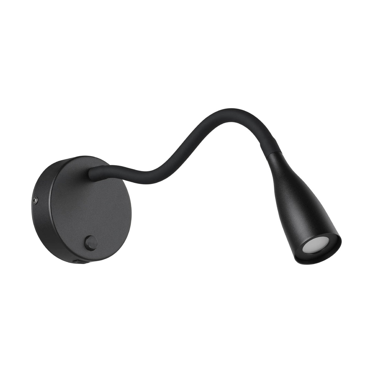 Olivandino Flexible LED Bedside Reader Wall Light with USB Charging Port in Black