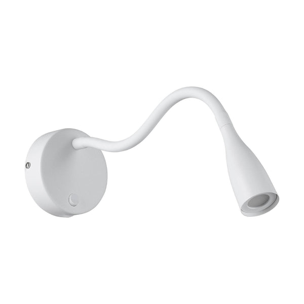 Olivandino Flexible LED Bedside Reader Wall Light with USB Charging Port in White